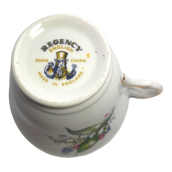 Vintage Regency English Lily of Valley Floral Bone China Teacup & Saucer Set - Picture 5 of 10